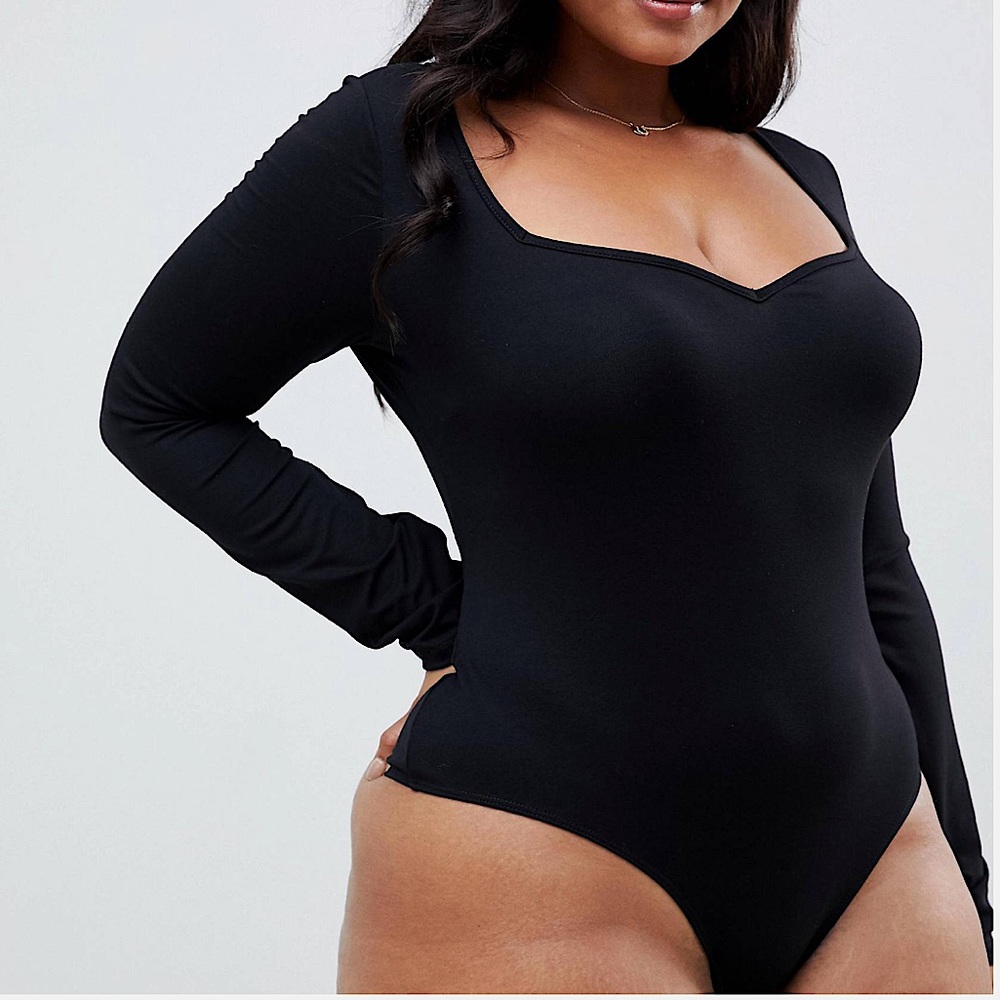 ASOS Sweetheart Neck Bodysuit with Long Sleeves 16
